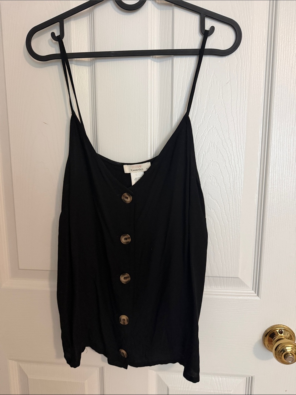URBAN Romantics Black Spaghetti Strap Tank with Button Front
